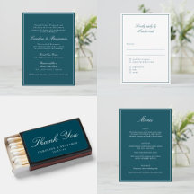 Classic Formal Script Wedding Collection in Teal