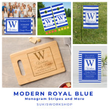 Modern Royal Blue - Monogram Stripes and More