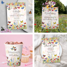 Colorful Wildflowers Butterflies Birthday Party