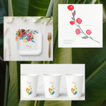 Colorful Watercolor Floral Bridal Shower Suite