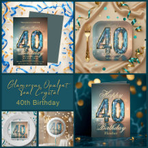 Glamorous Opulent Teal Crystal 40th Birthday Party