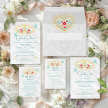 White Hearts Flowers Doves