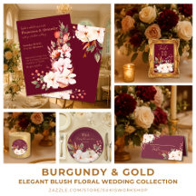 Burgundy and Gold - Elegant Blush Floral Wedding