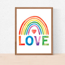 LOVE Watercolor Rainbow Typography