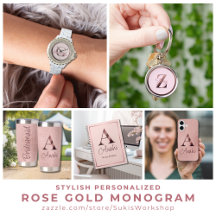 Stylish Personalized Rose Gold Monogram