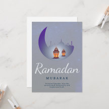 Ramadan Mubarak Crescent & Lantern Night Design