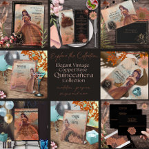 Elegant Vintage Copper Rose Quinceañera Collection