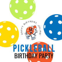 Pickleball Fun Colorful Birthday Party
