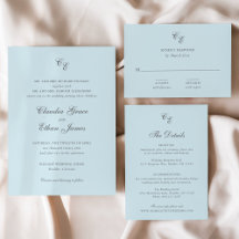 Powder Blue Elegant Wedding Invitation Suite