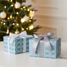 Modern Teal Blue Floral Gift Wrapping