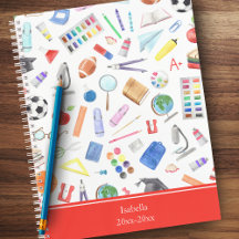 Personalized School Supplies Pattern w/ First Name