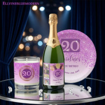 Radiant Pink Glitter   20th Birthday