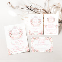 Floral Crest Blush Pink It's a Girl Baby Shower 