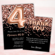 Rose Gold Black 4th Birthday Party