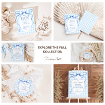 Watercolor Blue Gingham Baby Boy 