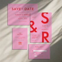 Modern Minimalist Pink Red Wedding