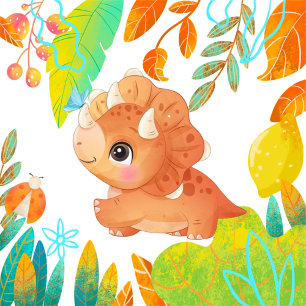 Invitación Dinosaurios tropicales Naranjas dinosaurios Baby S