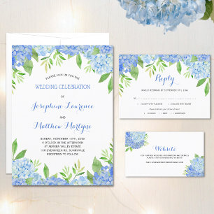 Invitación Boda de vegetación floral de Hydrangea azul