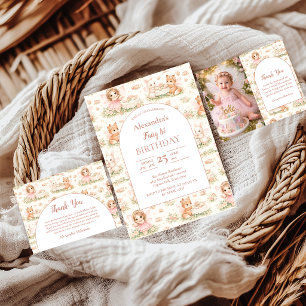 Tarjeta De Agradecimiento Cumpleaños de hada caprichosa rosa