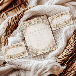 Invitación Jardín de Tulipanes Rosados y Lirios para la Fiest