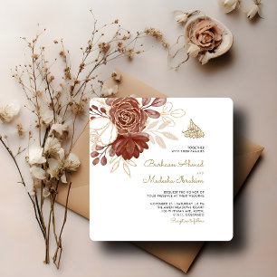Postal RSVP de la boda musulmana de oro ruso de color bla