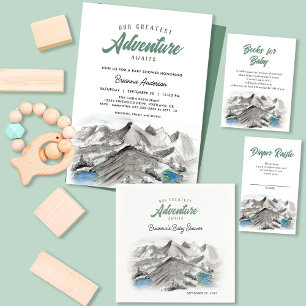 Tarjeta De Recepción Adventure Mountains Baby Shower Diaper Raffle