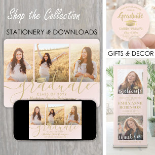 Anuncio Descargable 4 Photo Graduation Rubor Pink & Gold