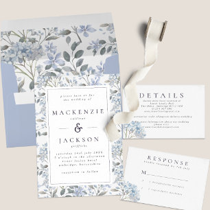 Invitación Boda de acuarela de Hydrangeas Azul