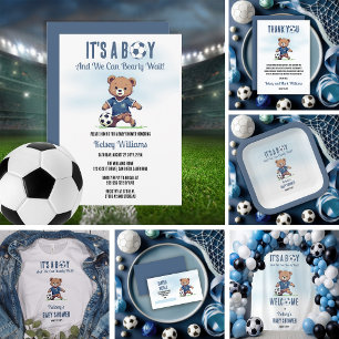 Invitación Baby Shower, un jugador de fútbol que espera a un 