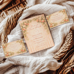 Servilleta De Papel Ducha de Novia Elegancia Melocotón y Pétalos