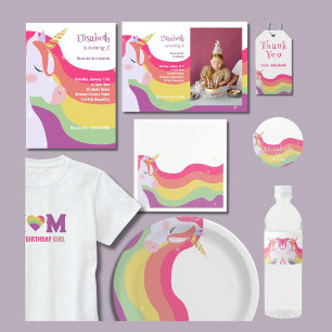 Invitación Aniversario de la Unicornio del arcoiris mágico y 