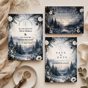 Tarjeta De Agradecimiento Elegancia de boda invernal temperamental
