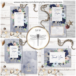 Tarjeta De Agradecimiento Boda Náutico De Playa Rustica Floral