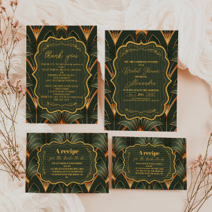 Etiqueta Elegante ducha de novia geométrica Art Deco