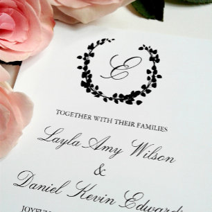 Elegante Invitación a la boda de monograma de la c
