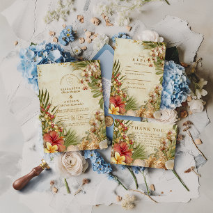 Tarjeta De Confirmación De Asistencia Boda de destino Hibiscus Palm