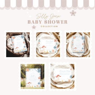 Tarjeta De Recepción Blue Silly Goose Baby Show Note para el bebé