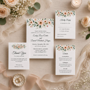 Tarjeta de aviso de fecha de boda de Anémona elega