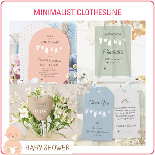 Invitación de Baby Shower Minimalista Azul Claro p