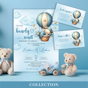 Cojín Decorativo Teddy oso azul marrón marfil globo de aire calient