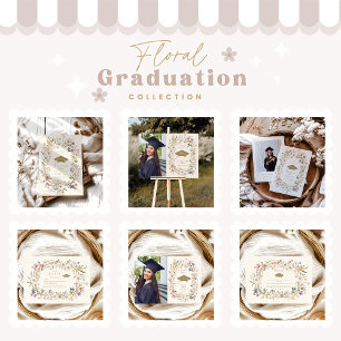 Invitación Elegante Graduación Botánica Floral Vintage