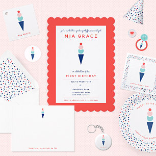 Invitación Fiesta virtual de zoom de crema de hielo de primer