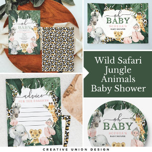 Invitación a Baby Shower de animales salvajes de l