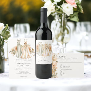 Invitación Elegante Boda gay dos novias vestidas con vestidos