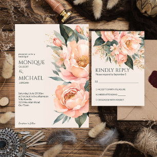 Servilleta De Papel Boda floral boho peach earthy impreso