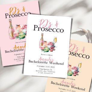 Invitación PJs Prosecco Spa Bachelorette Party Itinerario