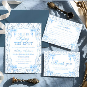 Invitación Blue Bow está atando la ducha nupcial