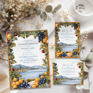 Tarjeta De Recepción Boda mediterráneo ilustrado