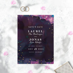 Invitación Resumen Boda de color de agua negro moderno