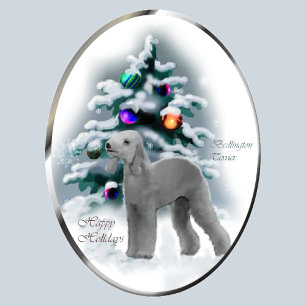 Tarjeta Festiva Regalos de Navidades de Bedlington Terrier